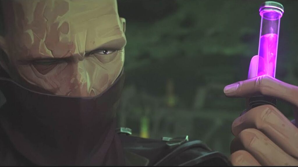 Singed utilise régulièrement le Shimmer dans ses expérimentations // Source : Netflix Singed utilise régulièrement le Shimmer dans ses expérimentations // Source : Netflix