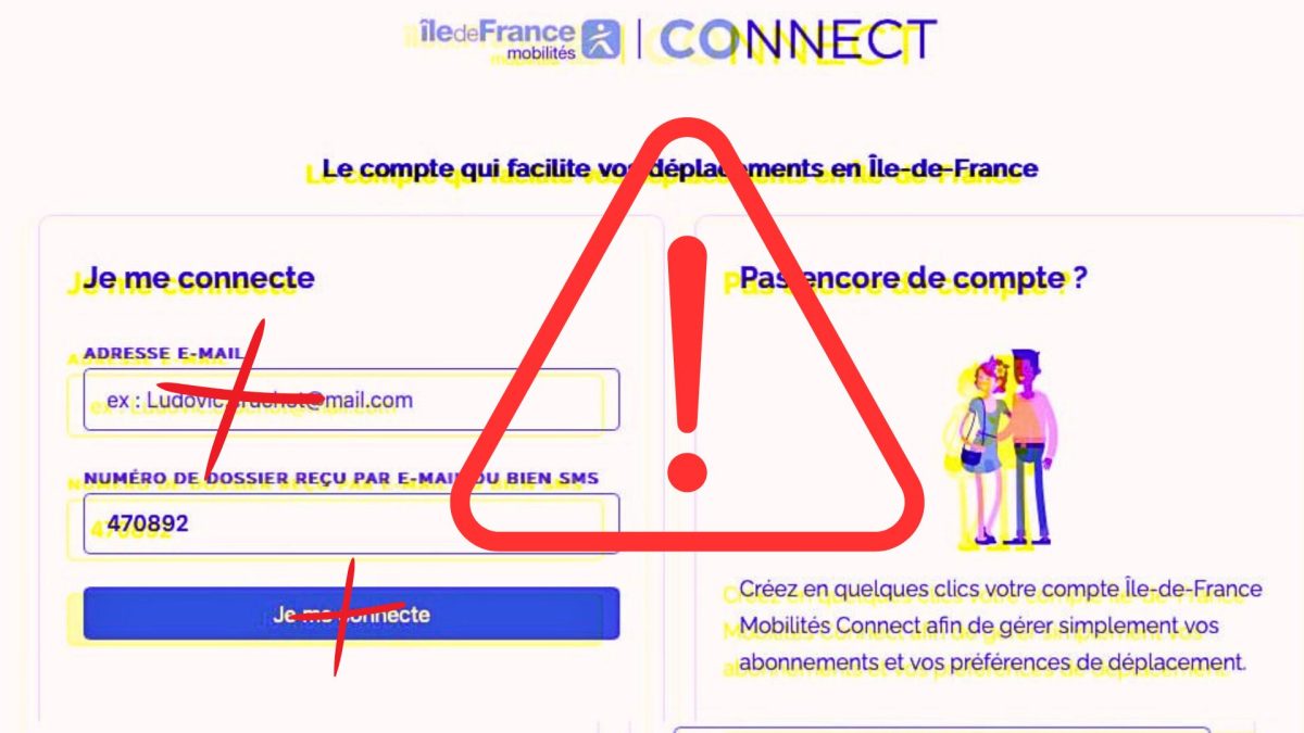 Un faux site d'Île-de-France Mobilités. // Source : Alexandre Lenoir Un faux site d'Île-de-France Mobilités. // Source : Alexandre Lenoir
