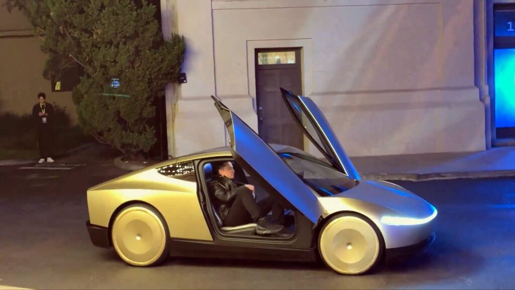 Elon Musk en passager du Cybercab au We Robot event // Source : Extrait vidéo Sawyer Merritt Elon Musk en passager du Cybercab au We Robot event // Source : Extrait vidéo Sawyer Merritt