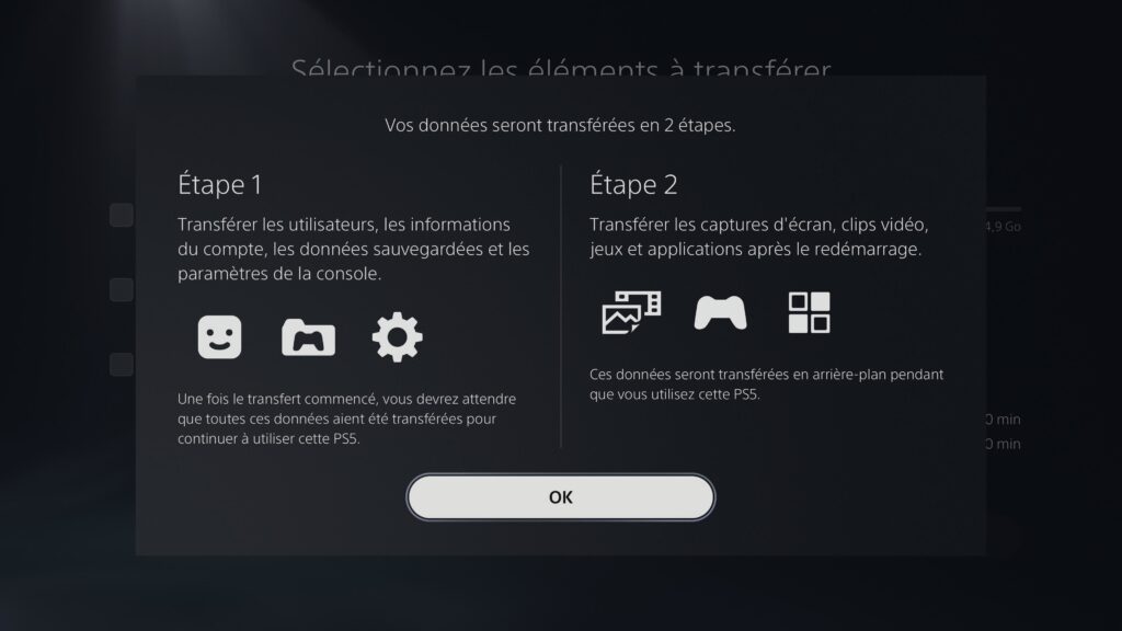 Le transfert de données sur PS5 // Source : Numerama Le transfert de données sur PS5 // Source : Numerama