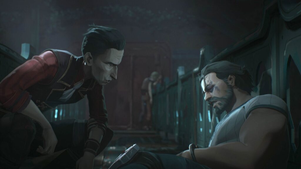 Silco face à Vander dans la saison 1 d'Arcane // Source : Netflix Silco face à Vander dans la saison 1 d'Arcane // Source : Netflix