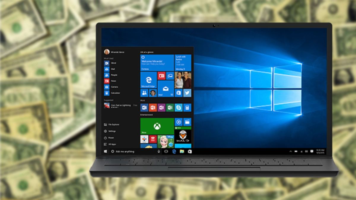 Windows 10 et des dollars. // Source : Numerama Windows 10 et des dollars. // Source : Numerama