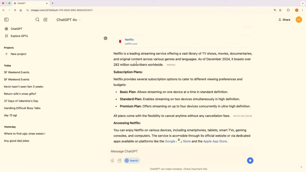La requête Netflix affiche un lien vers netflix.com en haut de page. La requête Netflix affiche un lien vers netflix.com en haut de page.