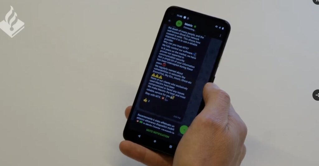 Les criminels ont reçu l'annonce de l'infiltration de l'application. // Source : Europol Les criminels ont reçu l'annonce de l'infiltration de l'application. // Source : Europol