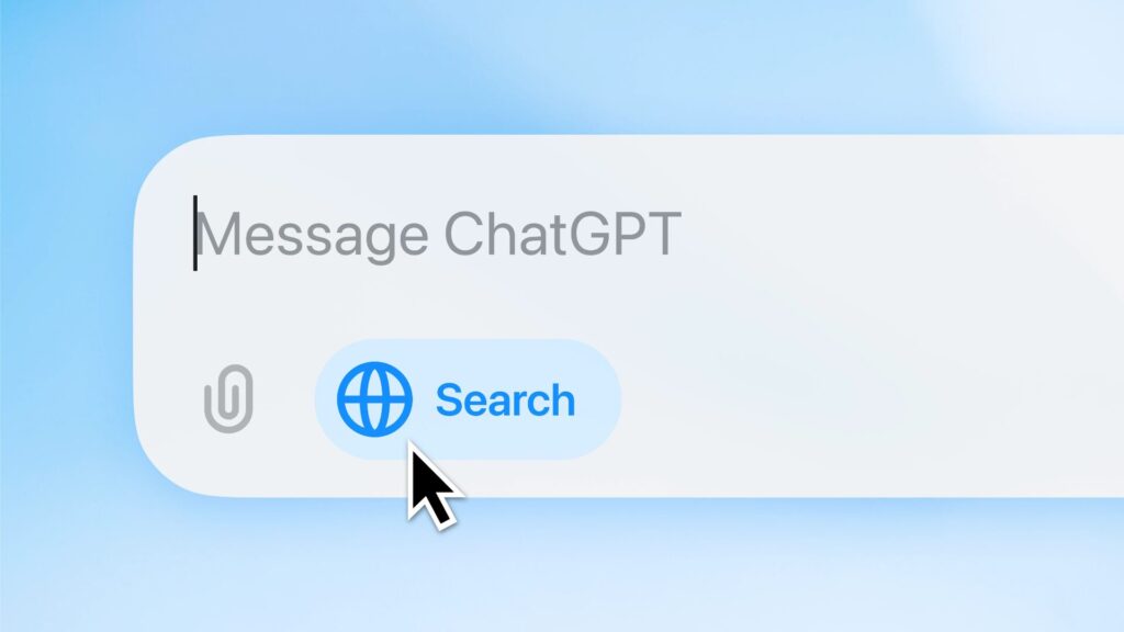 Le nouveau moteur de recherche intégré à ChatGPT Search. // Source : OpenAI Le nouveau moteur de recherche intégré à ChatGPT Search. // Source : OpenAI