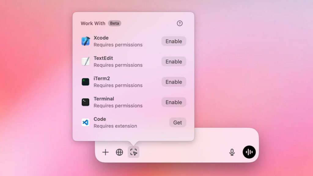 Work with Apps dans ChatGPT // Source : OpenAI Work with Apps dans ChatGPT // Source : OpenAI