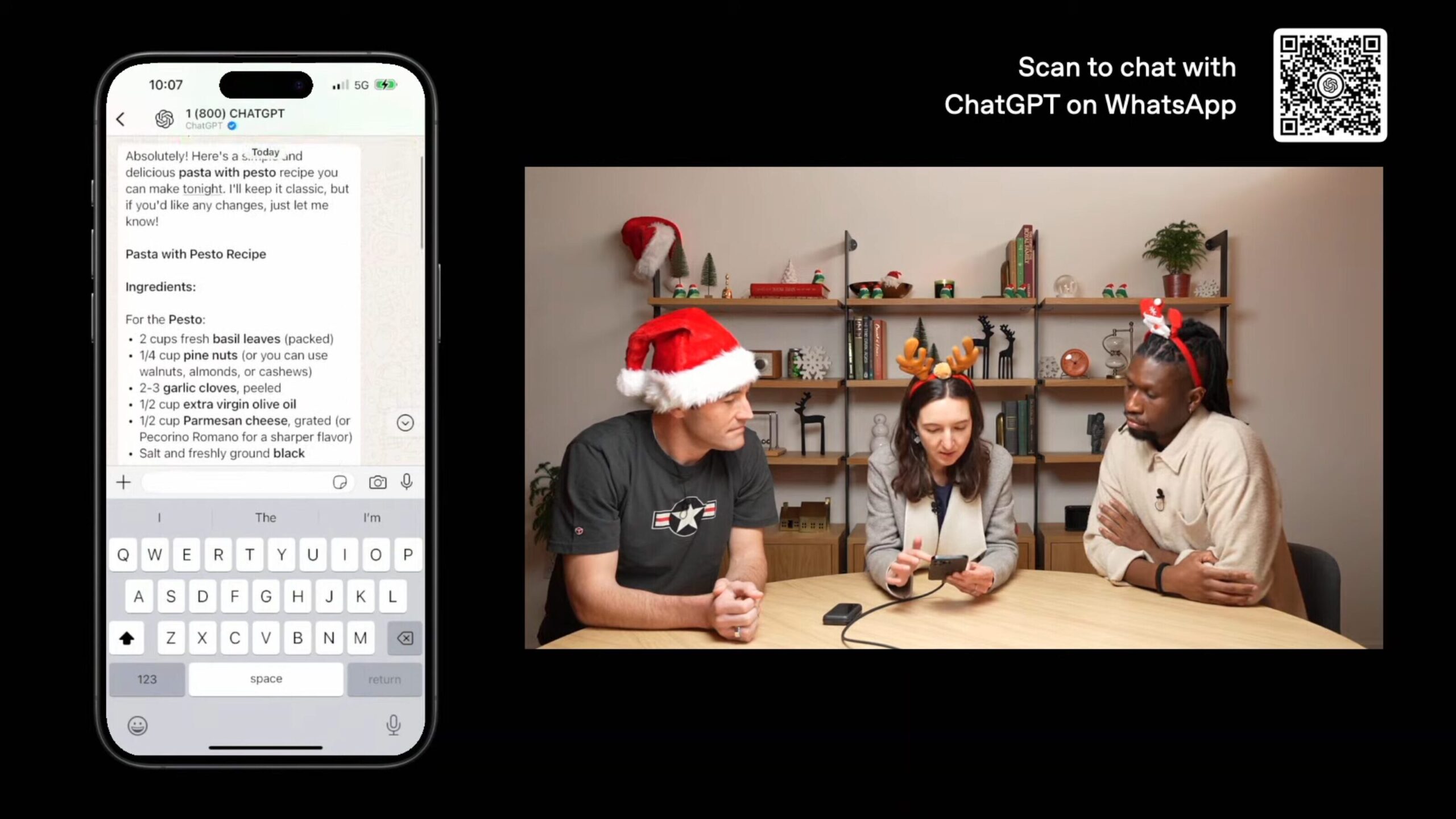 ChatGPT prend la forme d’une conversation WhatsApp, avec la possibilité de l’appeler en haut à droite. ChatGPT prend la forme d’une conversation WhatsApp, avec la possibilité de l’appeler en haut à droite.