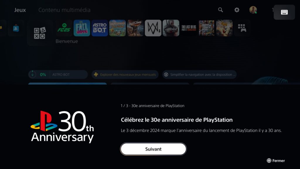 Au premier redémarrage, la PS5 mettra en avant l'opération spéciale des 30 ans. Au premier redémarrage, la PS5 mettra en avant l'opération spéciale des 30 ans.