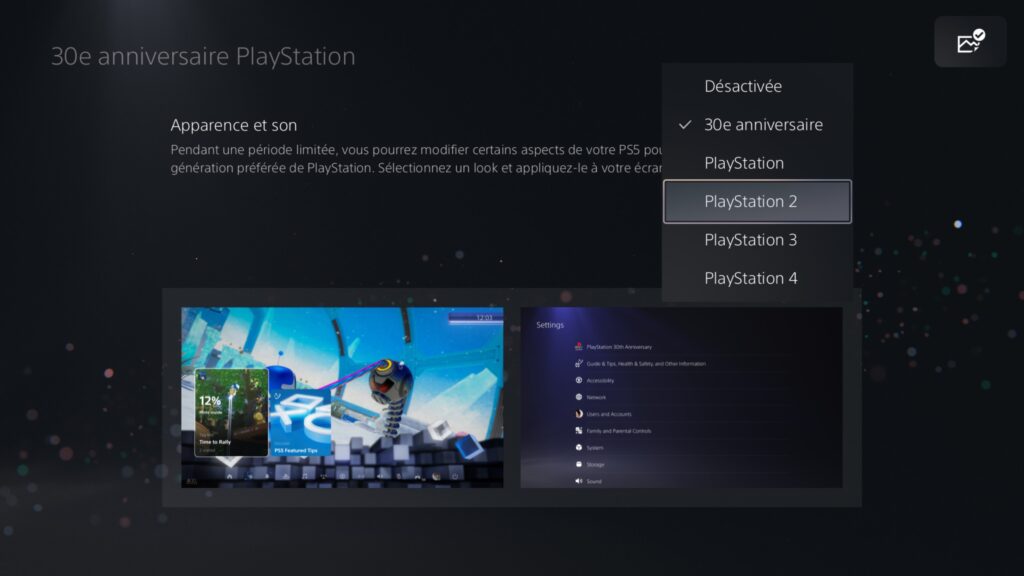 Les thèmes dans les réglages de la PS5. Les thèmes dans les réglages de la PS5.