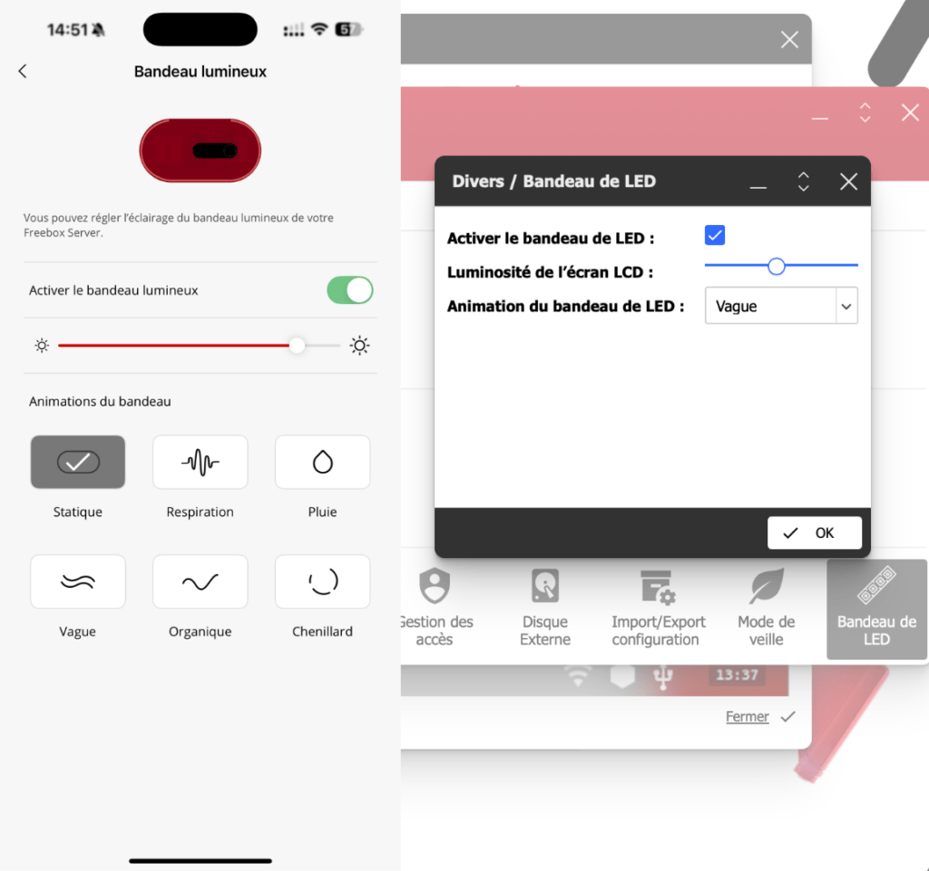 Interface de l'application Freebox Connect ou de Freebox OS avec le bandeau. // Source : Numerama Interface de l'application Freebox Connect ou de Freebox OS avec le bandeau. // Source : Numerama