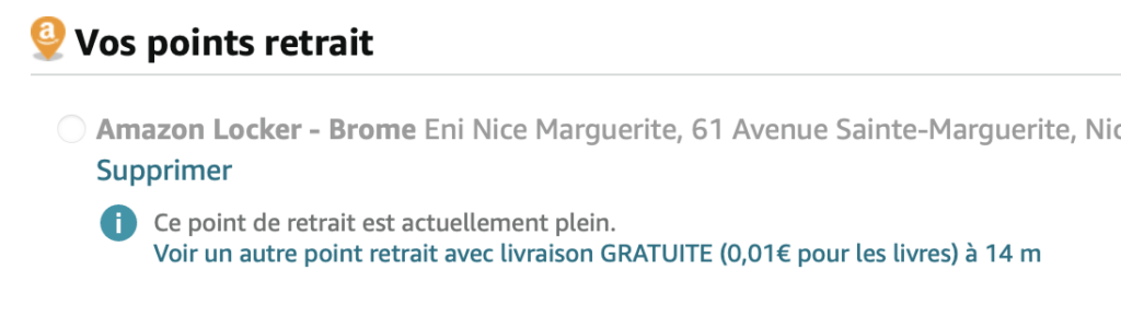 Quand on veut se faire livrer un livre, Amazon indique quand une adresse n'est pas éligible à la livraison gratuite. Quand on veut se faire livrer un livre, Amazon indique quand une adresse n'est pas éligible à la livraison gratuite.
