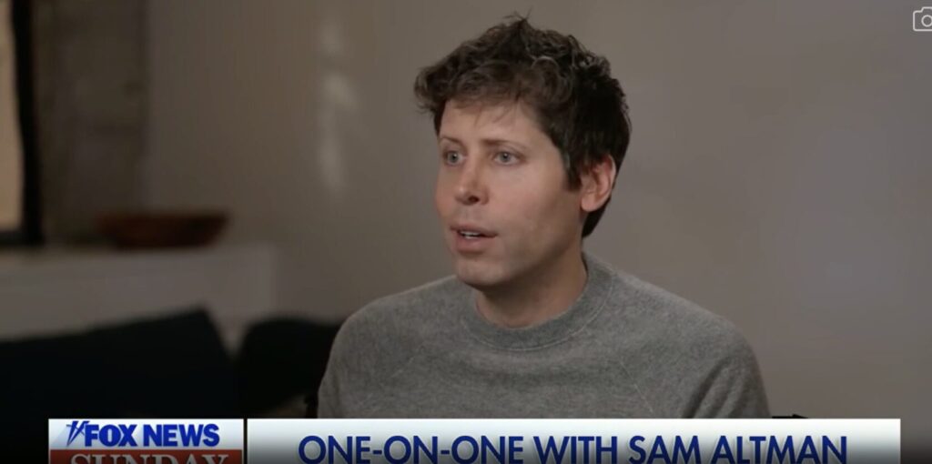 Sam Altman sur Fox News. Sam Altman sur Fox News.