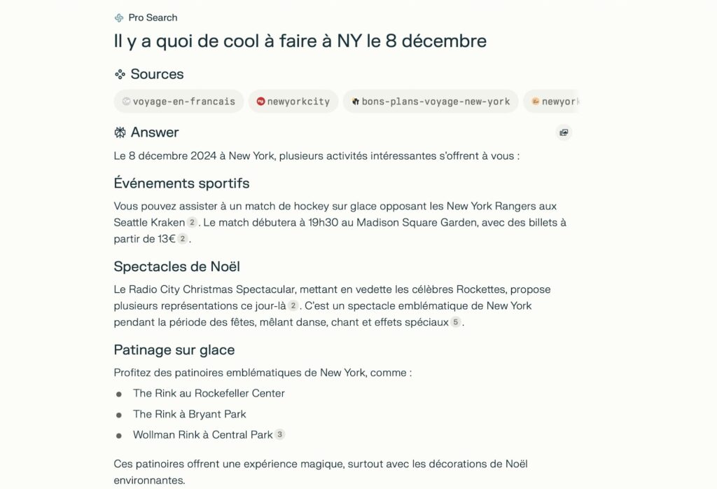 Perplexity connaît parfaitement l'actualité, avec des sources pour chaque affirmation. Il ne répond pas génériquement. Perplexity connaît parfaitement l'actualité, avec des sources pour chaque affirmation. Il ne répond pas génériquement.