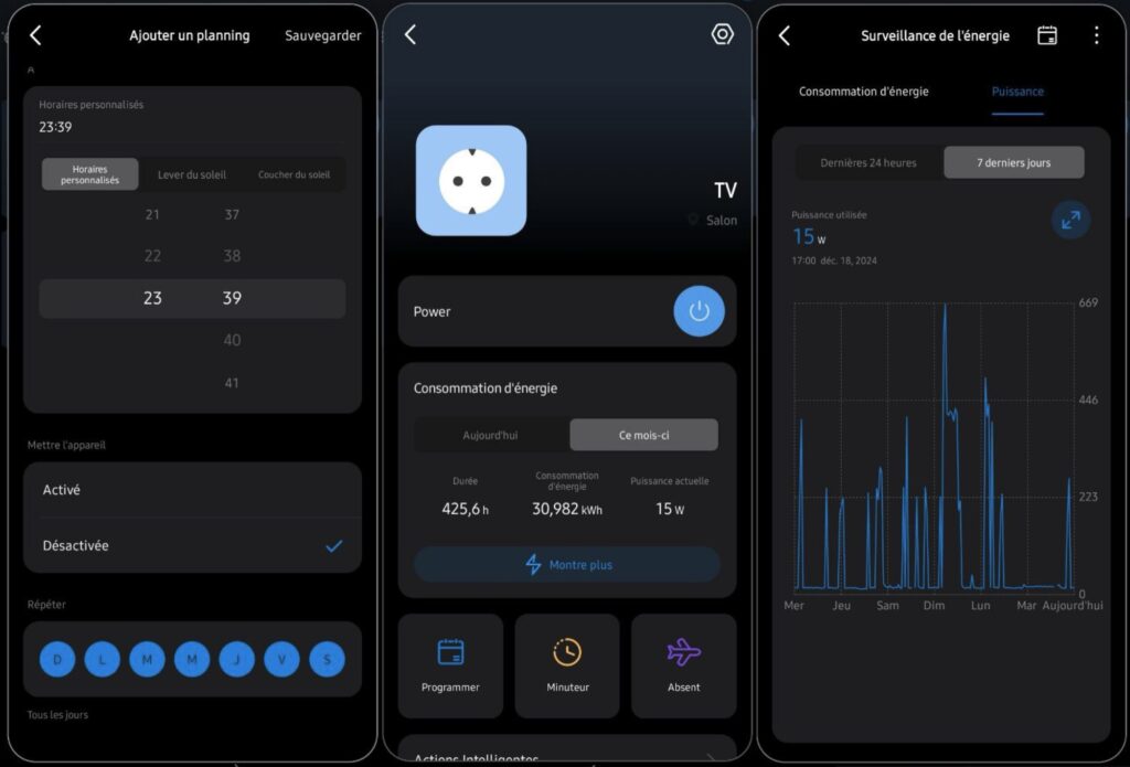 L'application Tapo de TP-Link permet de programmer des arrêts et mise en route, mais aussi de voir sa consommation en détail // Source : Bob JOUY pour Numerama L'application Tapo de TP-Link permet de programmer des arrêts et mise en route, mais aussi de voir sa consommation en détail // Source : Bob JOUY pour Numerama