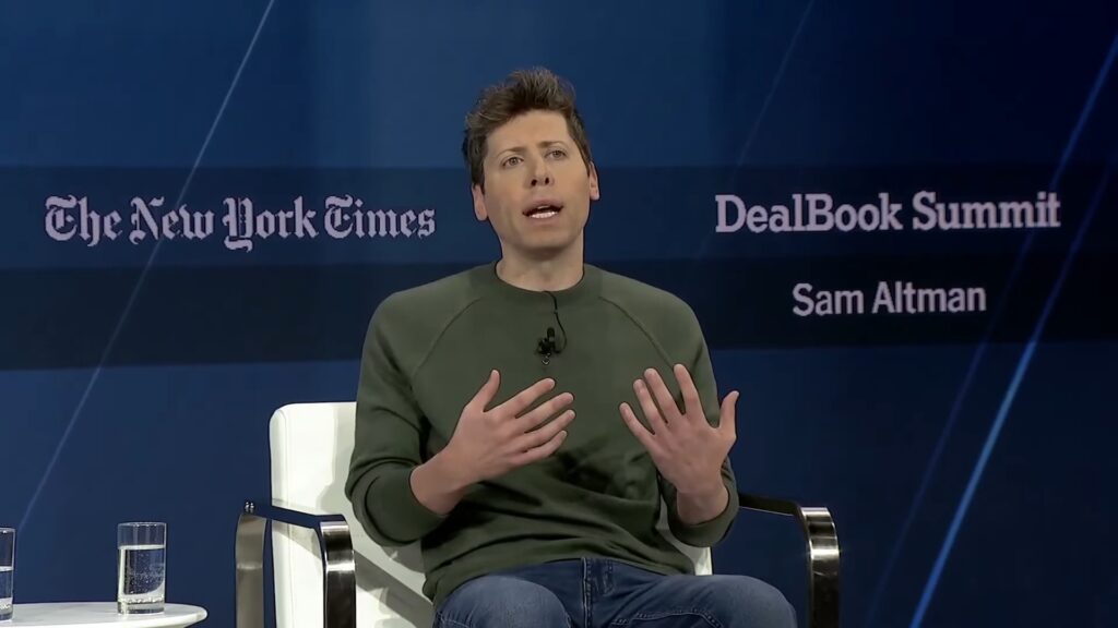 Sam Altman lors du DealBook Summit // Source : New York Times Sam Altman lors du DealBook Summit // Source : New York Times