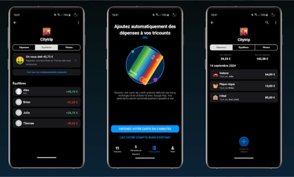 L'interface de Tricount sur smartphone. L'interface de Tricount sur smartphone.