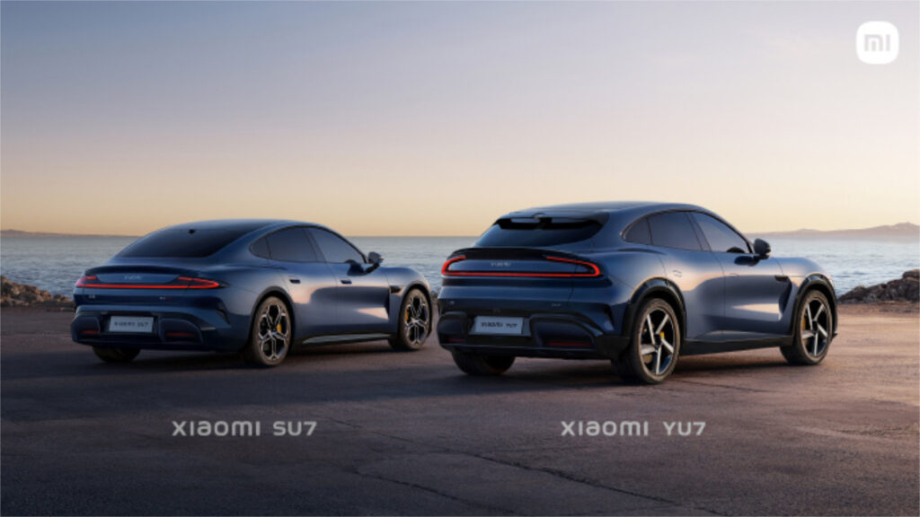 Xiaomi nouveau YU7 et berline SU7 // Source : Xiaomi Xiaomi nouveau YU7 et berline SU7 // Source : Xiaomi