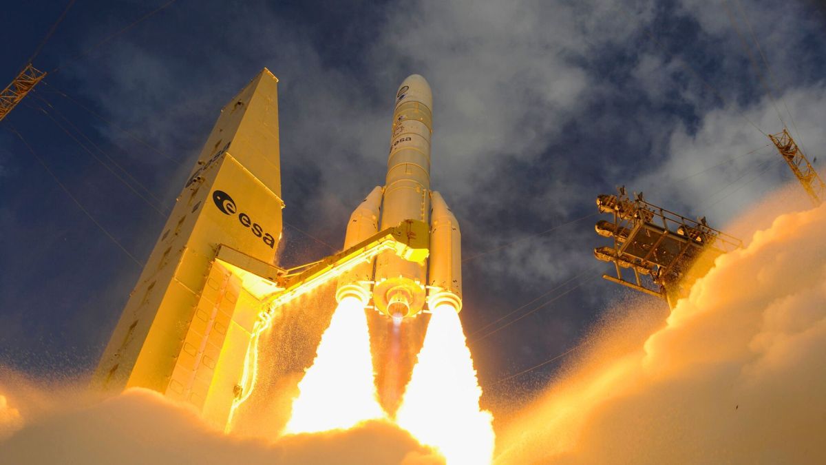 Vol d'Ariane 6 en juillet 2024. // Source : Flickr/CC/European Space Agency (photo recadrée et modifiée) Vol d'Ariane 6 en juillet 2024. // Source : Flickr/CC/European Space Agency (photo recadrée et modifiée)