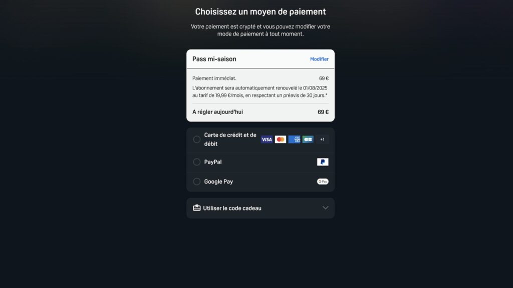 Pass de mi-saison Ligue 1 sur DAZN // Source : Capture d'écran Pass de mi-saison Ligue 1 sur DAZN // Source : Capture d'écran