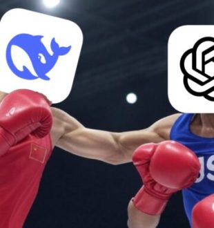 Combat de boxe entre DeepSeek et ChatGPT. // Source : Montage Numerama, image générée par Grok Combat de boxe entre DeepSeek et ChatGPT. // Source : Montage Numerama, image générée par Grok