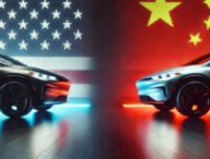 Conflit entre les USA et la Chine pour la voiture connectée // Source : Dall-e Conflit entre les USA et la Chine pour la voiture connectée // Source : Dall-e
