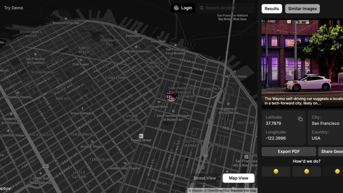 Une démonstration de GeoSpy // Source : Numerama Une démonstration de GeoSpy // Source : Numerama