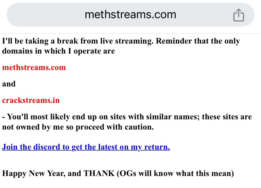 Le message porté par l'administrateur du site de streaming. // Source : X Le message porté par l'administrateur du site de streaming. // Source : X
