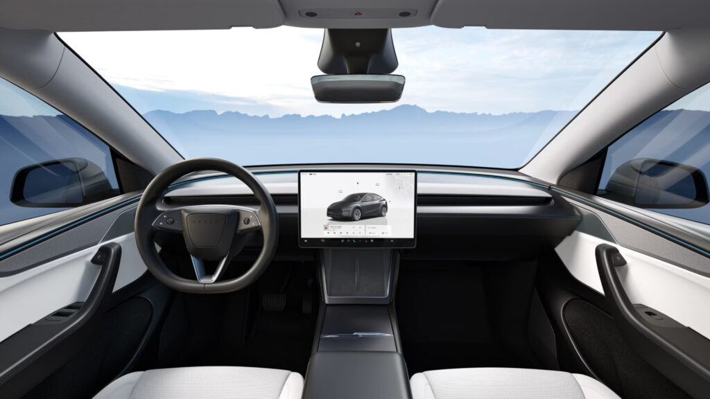 L'intérieur du Tesla Model Y 2025. // Source : Tesla L'intérieur du Tesla Model Y 2025. // Source : Tesla