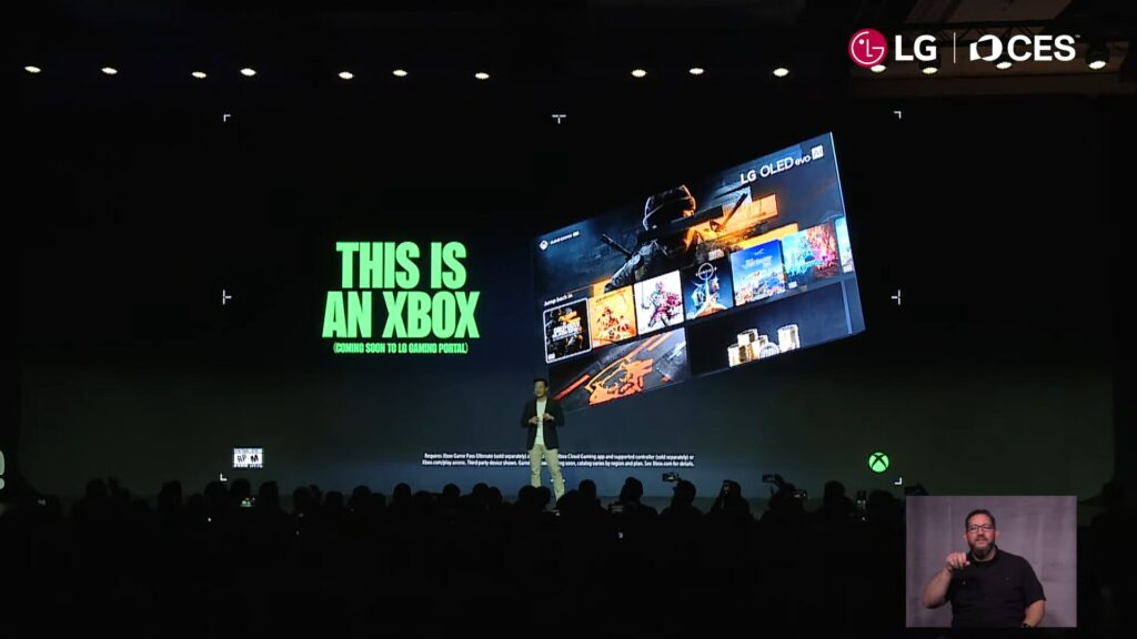 L'annonce du partenariat avec Xbox lors de la conférence LG. L'annonce du partenariat avec Xbox lors de la conférence LG.