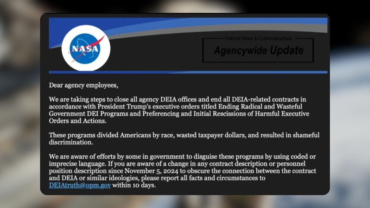 Le mémo diffusé au sein de la Nasa, invitant à la délation sur tout comportement lié à la favorisation de la diversité. // Source : Capture d'écran Le mémo diffusé au sein de la Nasa, invitant à la délation sur tout comportement lié à la favorisation de la diversité. // Source : Capture d'écran