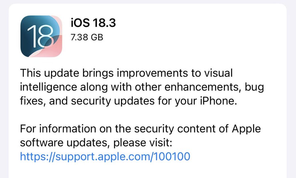La mise à jour iOS 18.3 sur iPhone. La mise à jour iOS 18.3 sur iPhone.