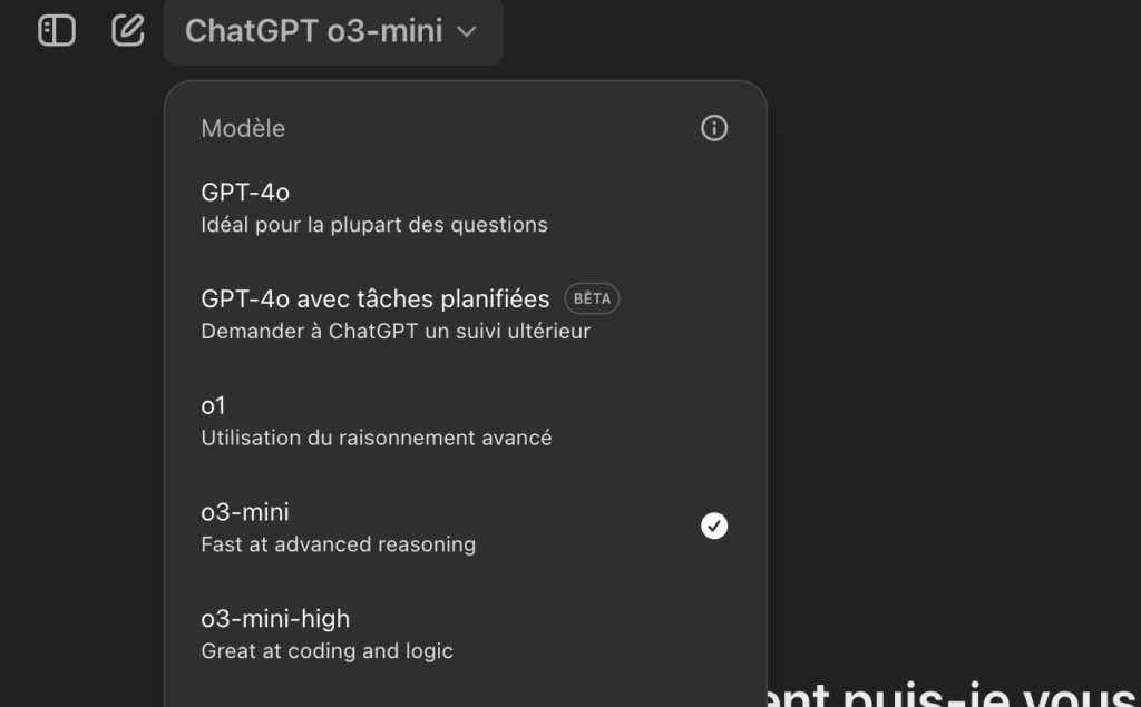 Les modèles o3-mini sont disponibles sur ChatGPT