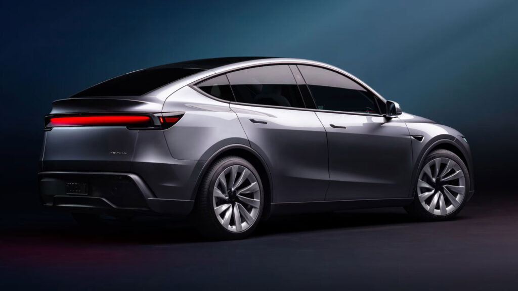 Tesla Model Y avec son bandeau arrière à lumière diffuse // Source : Tesla Tesla Model Y avec son bandeau arrière à lumière diffuse // Source : Tesla