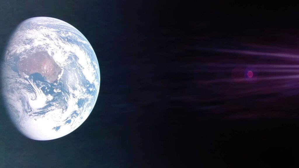 L'atterrisseur lunaire Blue Ghost de Firefly capture une image de la Terre montrant l'Australie. // Source : Firefly Aerospace L'atterrisseur lunaire Blue Ghost de Firefly capture une image de la Terre montrant l'Australie. // Source : Firefly Aerospace