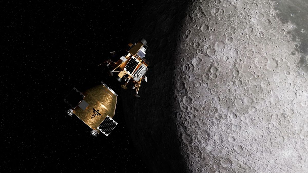 Vue d'artiste de Blue Ghost arrivant sur la Lune. // Source : Flickr/CC/Firefly Aerospace (photo recadrée) Vue d'artiste de Blue Ghost arrivant sur la Lune. // Source : Flickr/CC/Firefly Aerospace (photo recadrée)