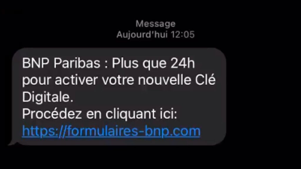 Un SMS usurpant BNP Paribas. // Source : Romain Basset Un SMS usurpant BNP Paribas. // Source : Romain Basset