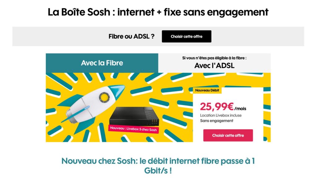 L'offre mise en avant sur le site de l'opérateur. // Source : Sosh L'offre mise en avant sur le site de l'opérateur. // Source : Sosh