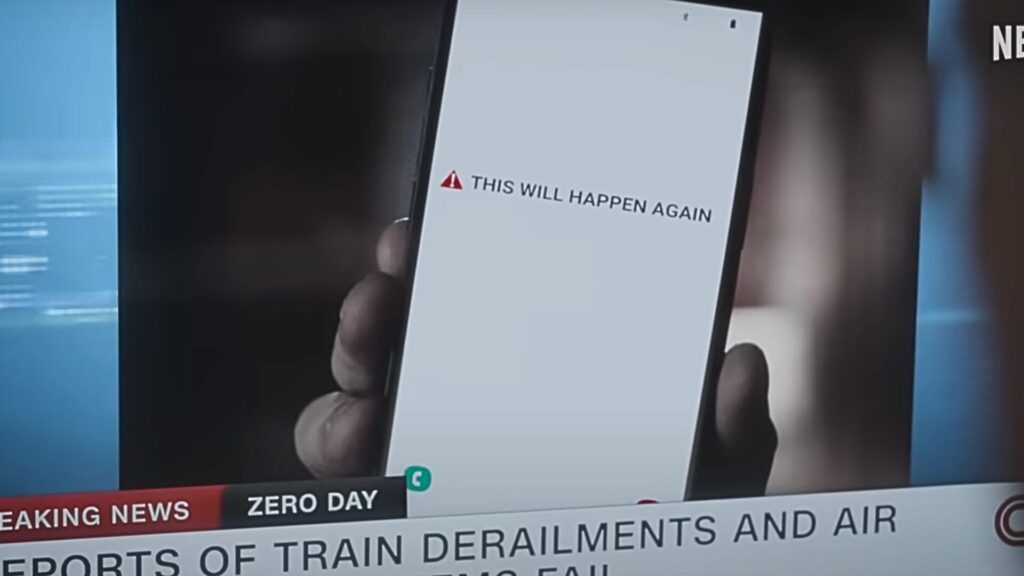 Le message affiché sur les écrans des citoyens américains. // Source : Netflix Le message affiché sur les écrans des citoyens américains. // Source : Netflix
