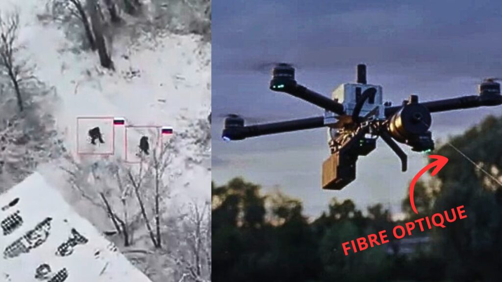 Les militaires cherchent des parades contre les drones filaires. // Source : YouTube Les militaires cherchent des parades contre les drones filaires. // Source : YouTube