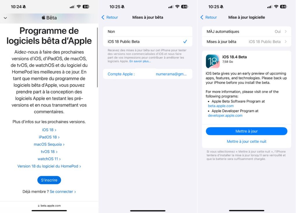 Le processus d'installation d'iOS 18.4 Beta. Le processus d'installation d'iOS 18.4 Beta.