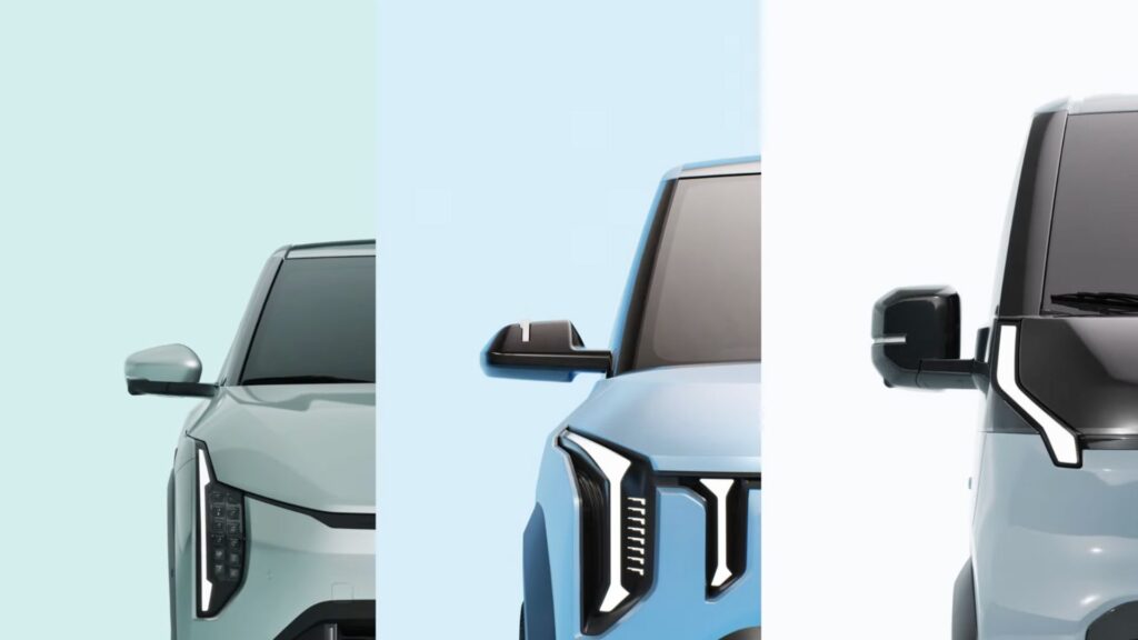 Le concept Kia EV2 (2026) ici au milieu // Source : Kia Le concept Kia EV2 (2026) ici au milieu // Source : Kia
