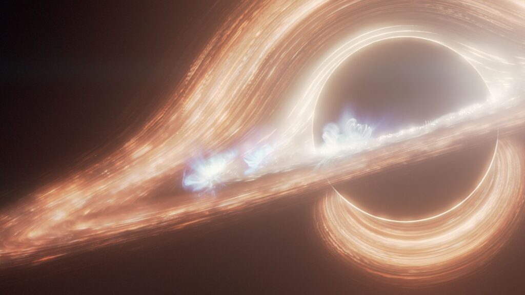 Vue d'artiste de Sagittarius A* et de ses éruptions. // Source : NASA, ESA, CSA, Ralf Crawford (STScI) Vue d'artiste de Sagittarius A* et de ses éruptions. // Source : NASA, ESA, CSA, Ralf Crawford (STScI)