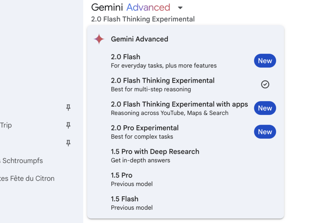 Tous les modèles actuellement disponibles dans Gemini, dont les modèles de réflexion. Tous les modèles actuellement disponibles dans Gemini, dont les modèles de réflexion.