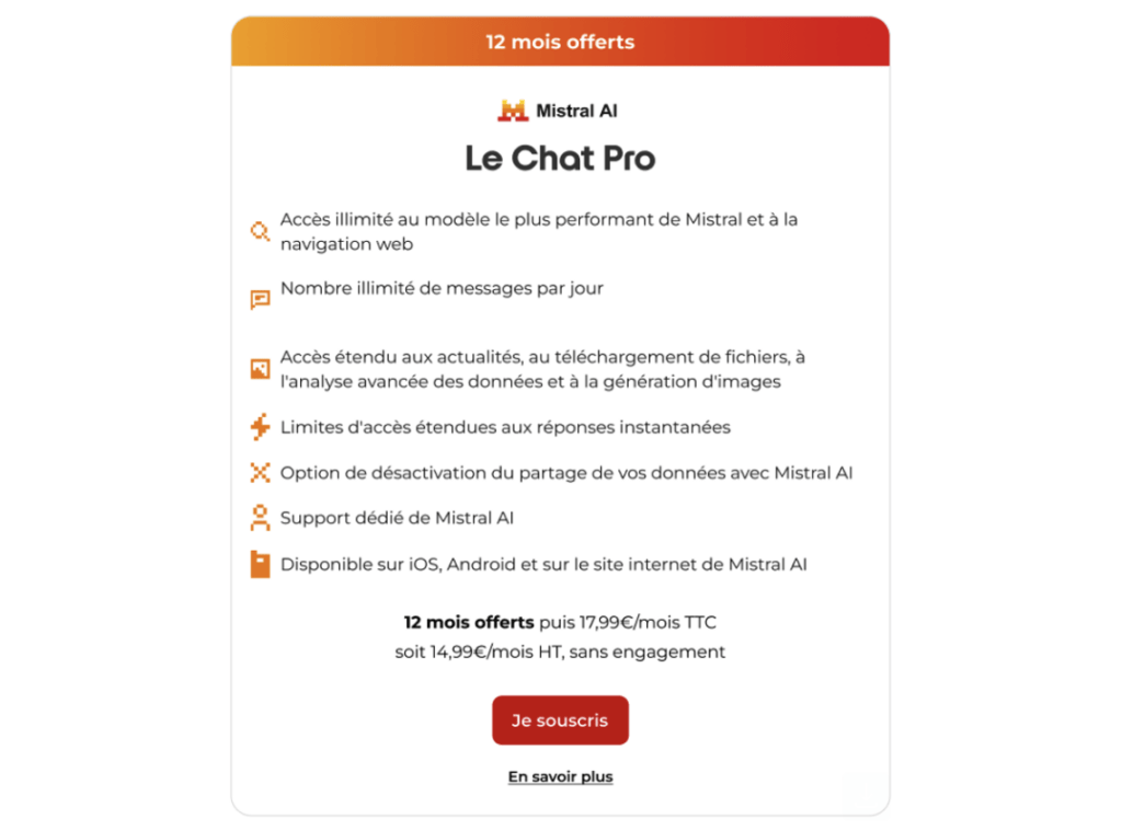 L'activation de Le Chat Pro dans l'espace client Free Mobile. L'activation de Le Chat Pro dans l'espace client Free Mobile.
