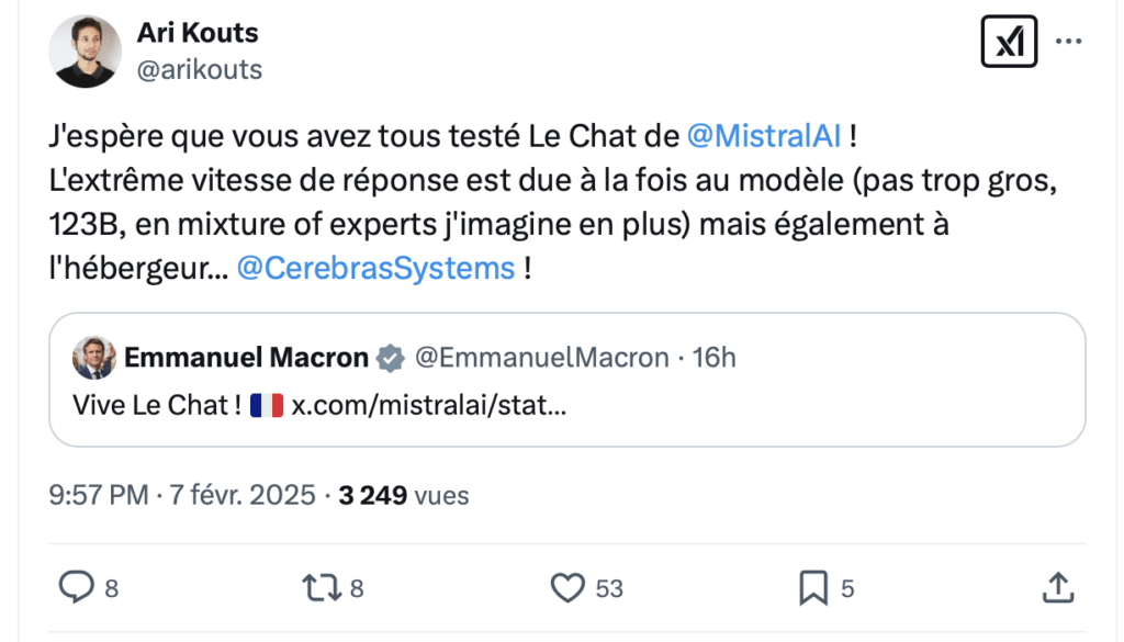 En France, comme ailleurs, Mistral Le Chat est particulièrement apprécié. En France, comme ailleurs, Mistral Le Chat est particulièrement apprécié.