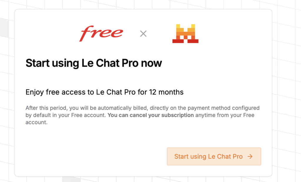 La page d'accueil de Mistral une fois l'option activée. La page d'accueil de Mistral une fois l'option activée.