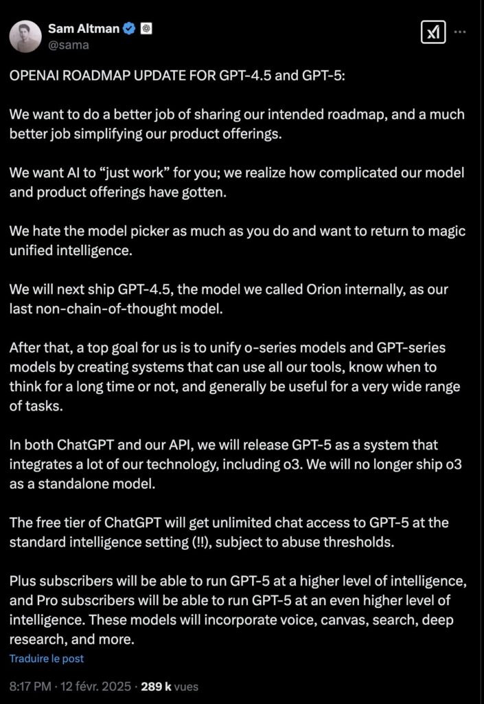 Sam Altman a dévoilé les futurs projets d'OpenAI dans un tweet, sans communiqué de presse. Sam Altman a dévoilé les futurs projets d'OpenAI dans un tweet, sans communiqué de presse.
