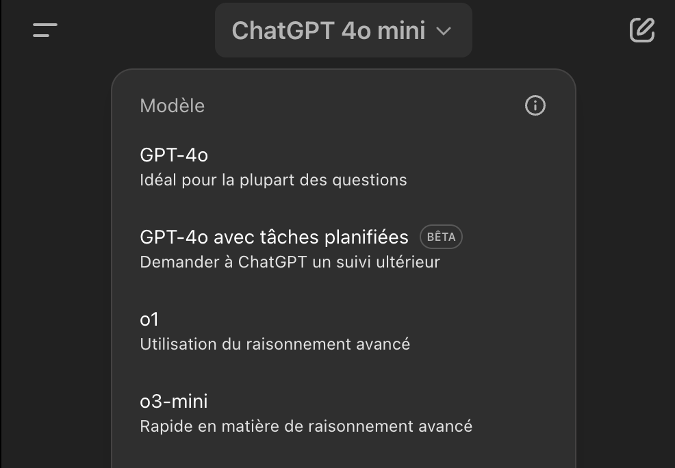 Les modèles sont très nombreux dans ChatGPT aujourd'hui. Les modèles sont très nombreux dans ChatGPT aujourd'hui.
