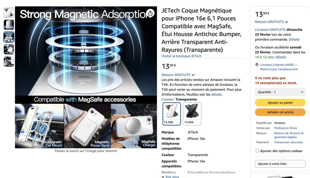 Sur Amazon, on trouve des coques MagSafe pour iPhone 16e à tout petit prix. Sur Amazon, on trouve des coques MagSafe pour iPhone 16e à tout petit prix.