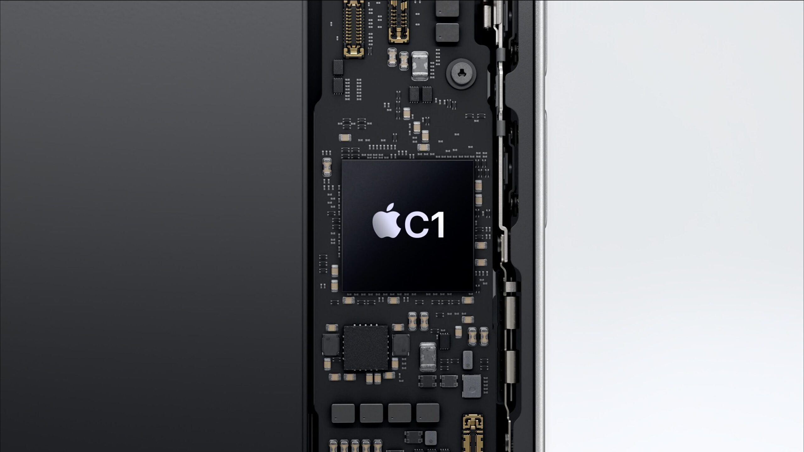 La puce Apple C1, premier modem développé par Cupertino. La puce Apple C1, premier modem développé par Cupertino.
